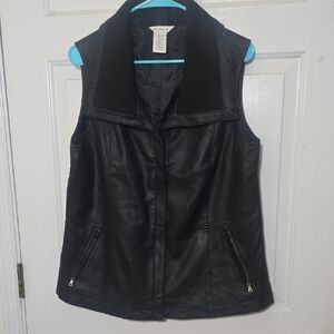 Black Liz Claiborne Womens Leather Vest L